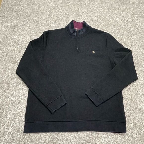 Ted baker quarter zip pullover sweater Mens sz 5 black long sleeve sweater - Picture 2 of 12